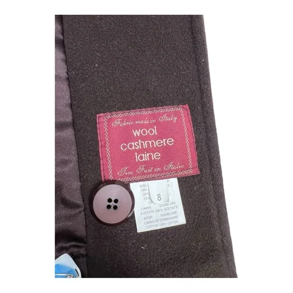 Vintage Elegant Brown Wool/Cashmere Coat With Luxurious Mahogany Mink Fur Collar - Picture 7 of 13